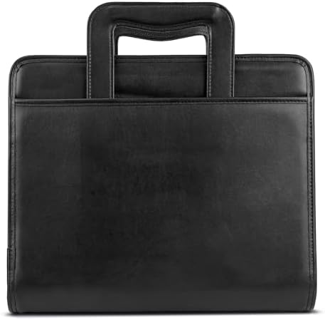 Samsill Professional Padfolio/Portfolio with Zippered Closure Case, 2 Inch Removable Round Ring Binder, Retractable Handles, Interior 10.1” Tablet Sleeve, Black - Image 2