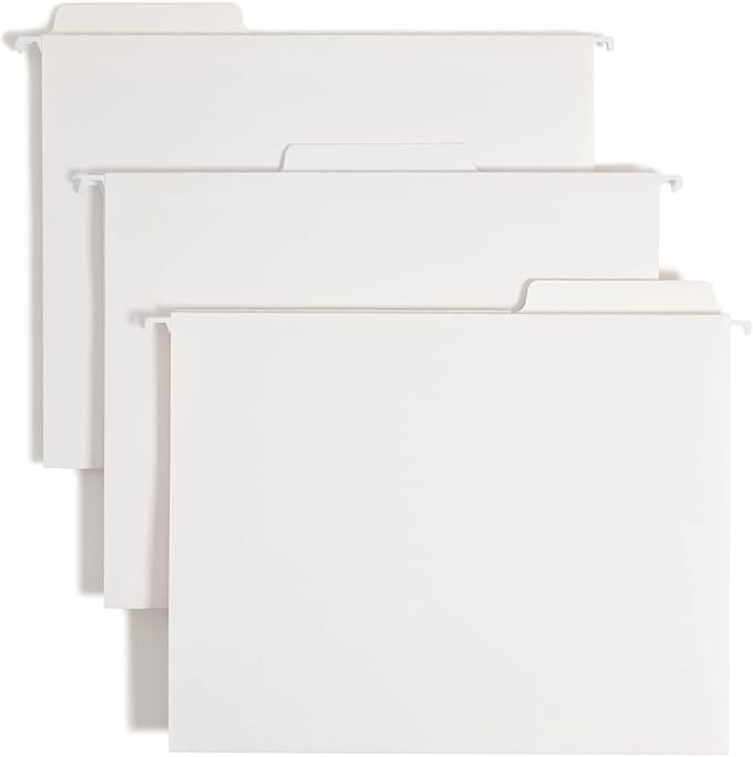 Smead FasTab Hanging File Folder, 1/3-Cut Built-in Tab, Letter Size, White, 20 per Box (64002) (Pack of 10) by SMEAD