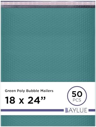 Green Bubble Mailers 18x23, Poly Padded Envelopes #9, 50 Pack Bulk by BAYLUE