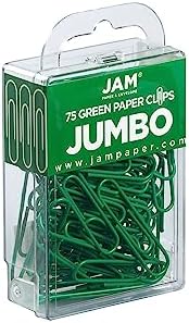 JAM PAPER Colorful Jumbo Paper Clips - Large 2 Inch - Green Paperclips - 75/Pack - Image 4