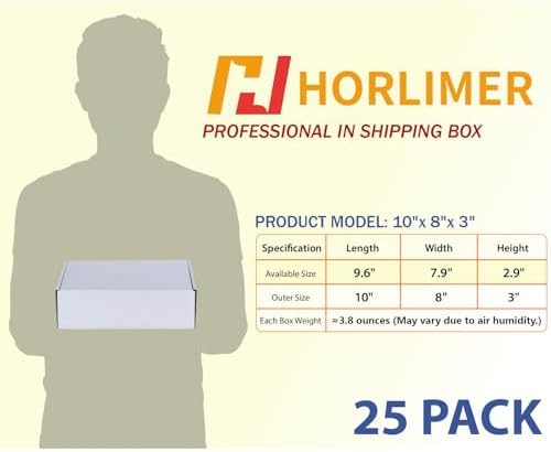 HORLIMER 10x8x3 inches Shipping Boxes Set of 25, White Corrugated Cardboard Box Literature Mailer, 25 Stickers Included - Image 2