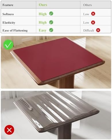 Wine Red Plastic Table Cover Protector, 36" x 72" PVC Desk Pad Mat - Image 4
