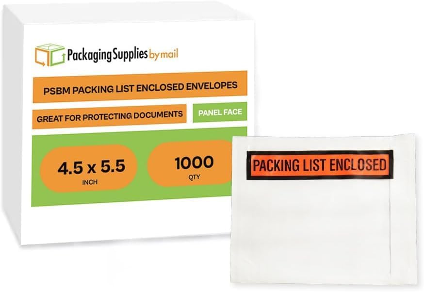 PSBM 1000 PCS 4.5 x 5.5 Inch Orange Panel Face Packing List Enclosed Envelopes, Invoice Packing Slips Pouch for Mailing Labels, Invoices, Documents and Slips - Image 5