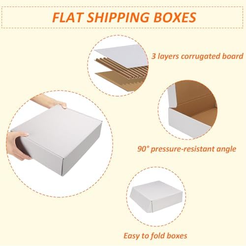 HORLIMER 11x9x3 inches Shipping Boxes Set of 25, White Corrugated Cardboard Box Literature Mailer - Image 3
