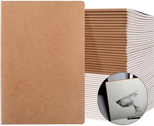 50 Pack A5 Lined Kraft Notebook Journals 8.3x5.5 In，Travel Journals Notebooks Bulk，Subject Notebooks 34 Sheets 68 Pages for Writing School Office Supplies (Blank-50 Pack) by PetPartisan