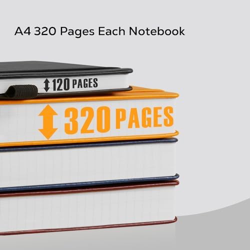 FOCUS DAY Notebooks College Ruled, A4 (8.5 x 11) Large Notebook Journal with 100GSM Lined Paper, Hardcover Leather Journaling Notebooks for Women & Men, 320 Pages, Big Black Notebook - Image 3
