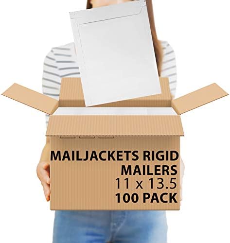 ABC PACK & SUPPLY Rigid Mailers 11 x 13.5 Inch, White Cardboard Envelopes, Self Seal Tear Strip, 550 GSM Paperboard, Stay Flat Design, Pack of 100 - Image 2