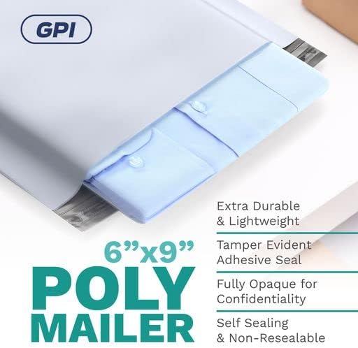 6" X 9" Poly Mailers, 500 Count White Polymailer Shipping Envelopes for Clothes 2 Mil Unpadded Waterproof Opaque Self-Seal Poly Bags with Tear/Puncture Proof Adhesive Strip - Image 3