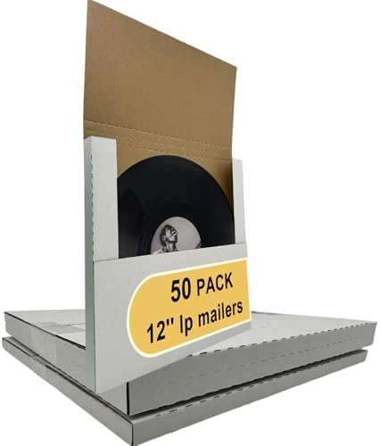 50 Pack 12.5×12.5×1" Vinyl Record Mailers, Height-Adjustable for LPs by SZYANGDA