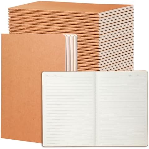 miikoul 24 Pack A5 Kraft Paper Notebook Lined Journal Bulk, 8.3 X 5.5 Inch, 60 Pages/30 Sheets, 80gsm, Travel Notebook Notepad for Adult, Students, Gift, Office, Back to School Supplies by Welcometomiikoul