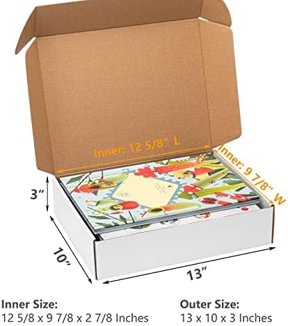 Timirog Shipping Boxes 13x10x3 Inches 20 Pack White Corrugated Cardboard Mailing Box for Small Business, Tab Locking Literature Mailer Packaging Supplies for Packing Book Gifts Craft - Image 2
