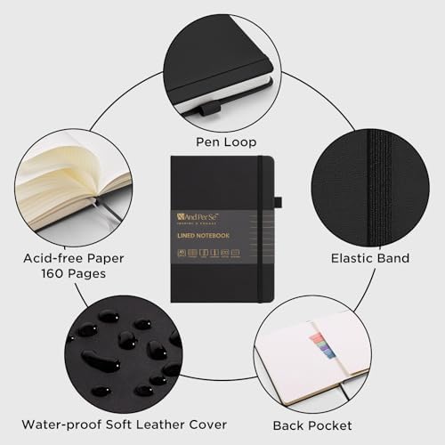 &And Per Se Lined Journal Notebook, 160 Pages, A5 5.7 x 8 inches College Ruled Thick Paper Notebook Journals for Writing, Hardcover Notebooks for Women Men Office School (1 Pack, Black) - Image 4