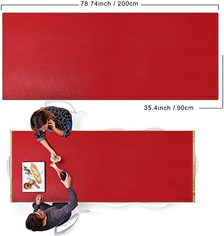 ZORESYN PU Leather Desk Mat 78.7 x 35.4 Inch Red - Image 2