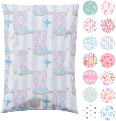 Pretty Package Store Poly Mailers 10x13, Cowgirl Boots, 100 Pack by PrettyPackageStore