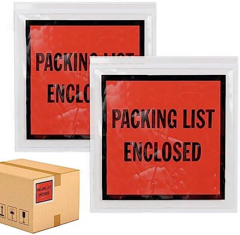 ABC PACK & SUPPLY Packing List Envelopes, Clear with Red Face Packing List Enclosed, 4 x 5 Inch, Self Seal Shipping Document Pouches 2 Mil Polyethylene, Pack of 1000 by ABCPackSupply%C2%AE