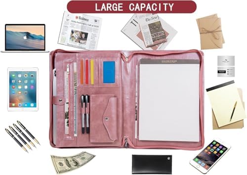 AZXCG Personalized Leather Portfolio,Free Engraved Name,Padfolio for Women Organizer with Zippered, A4 Notepad Holder, Portfolio with Handle,Business Portfolio with A4 Writing Pad,Gift for Men&Women - Image 6