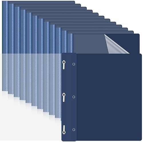 Teling 100 Pcs Clear Front Report Covers with 3 Prong Fasteners, Navy Blue by Teling