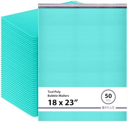 Teal Bubble Mailers 18x23, Poly Padded Envelopes #9, 50 Pack by BAYLUE