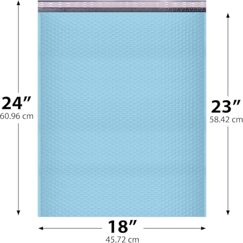 Light Blue Bubble Mailers 18x24, Poly Padded Envelopes #9, 20 Pack - Image 2