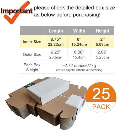 9x6x2'' Corrugated Mailer (25 Pack), Cardboard Shipping Boxes, Oyster White (CM962-25) - Image 2