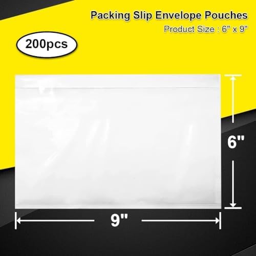 6" x 9" Packing Slip Envelope Pouches, Clear Adhesive Top Loading Packing List Label Sleeve - 1000 Packs Shipping Envelopes - Image 2