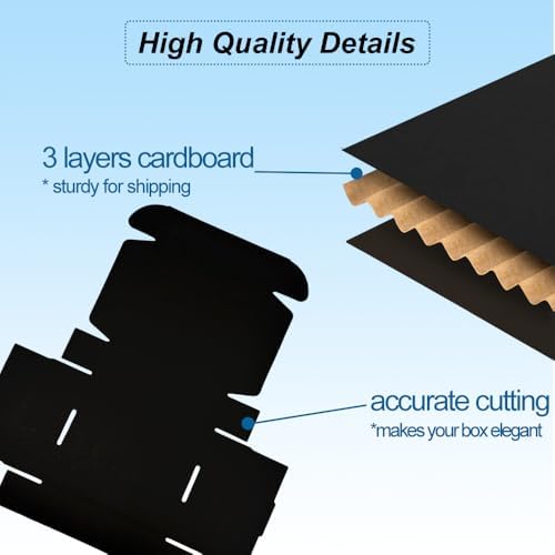 ROTCH 50 Pack 7x6x2'' Small Shipping Boxes Black, Cardboard Corrugated Mailers for Small Business (M762-E-B) - Image 3