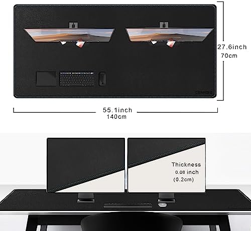 CENNBIE Leather Desk Pad Large, 55.1" x 27.5" Desk Mat Protector (Black) - Image 2