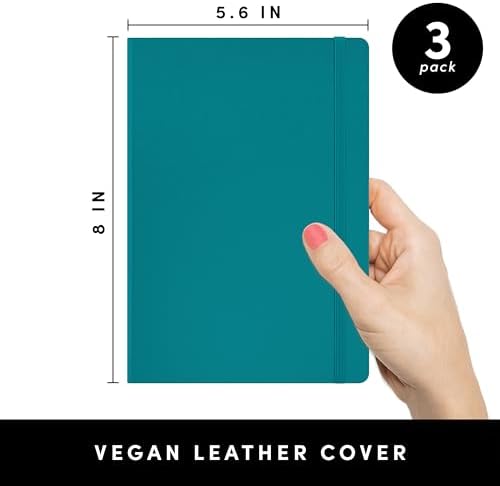 PAPERAGE Lined Journal Notebook, 3 Pack, (Turquoise), 160 Pages, Medium 5.6 in x 8 in - 100 GSM Thick Paper – Hardcover Journaling Notebook for Work, School & Note Taking - Image 2