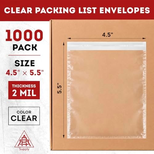 APQ Supply Clear Packing List Envelopes, 4.5 x 5.5 Inch Self Seal Shipping Document Pouches, 1000 Pack for Business Warehouse E Commerce Fulfillment and Shipping Departments - Image 2