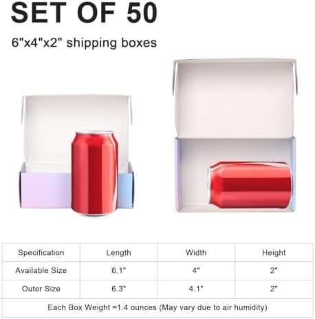 6x4x2 in Small Shipping Boxes for Packaging Small Business, 50 Pack Mailing Boxes Corrugated Cardboard Mailer Gift Box (Gradients) - Image 2