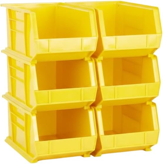 HE HUDSON EXCHANGE 15" x 8" x 7" (6 Pack) Plastic Stackable Storage Bin, Yellow by HudsonExchange