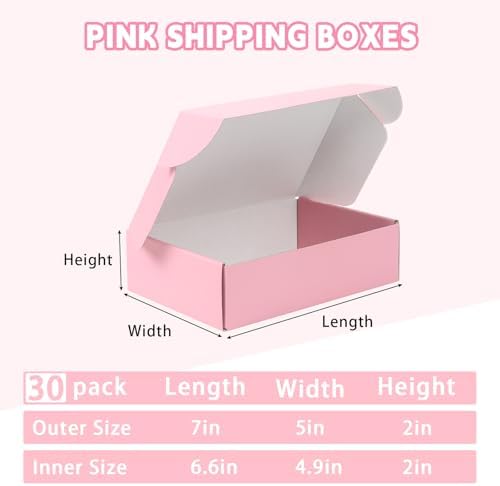 FORBFAN 7x5x2 Pink Shipping Boxes Small 30 Pack, Mailing Boxes for Small Business, Corrugated Cardboard Boxes for Shipping Packaging - Image 2