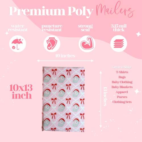 Pretty Package Store Poly Mailers 6x9, New Pink Santa, IMPERFECT - Image 4
