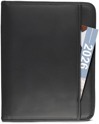 Samsill Professional Padfolio with Secure Zippered Closure, 10.1 Inch Tablet Sleeve, and 8.5 by 11 Inch Notepad, Black, Full Size (70820) - Image 2