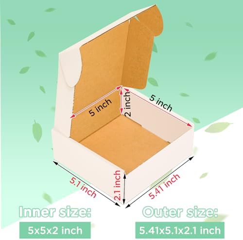 50 pack Small Shipping Box,5x5x2''Corrugated Mailer,YUNSY-BOX Cardboard Box - Image 2