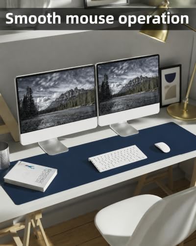 Large Desk mat, Leather Desk Pad Protector,Office Desk Mat,Mouse Pad, Non-Slip Desk Blotter, Laptop Desk Pad, Waterproof Desk Writing Pad for Office&Home (Midnight Blue, 55" x 17") - Image 5