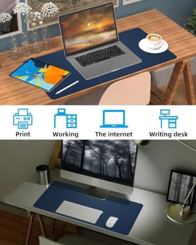 Pu Leather Desk Protector & Writing Pad, Non-Slip Laptop Mat - Waterproof, Office/Home (23.6"x13.8", Midnight Blue) - Image 7