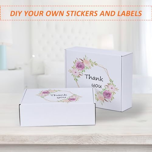 HORLIMER 10x8x3 inches Shipping Boxes Set of 25, White Corrugated Cardboard Box Literature Mailer, 25 Stickers Included - Image 4
