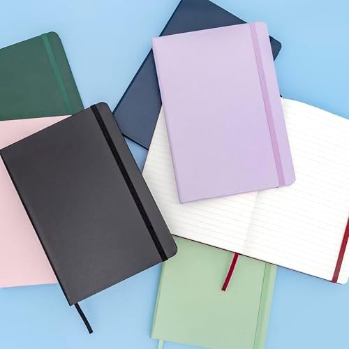 PAPERAGE Lined Journal Notebook, 10 Pack, (Pastel Rainbow), 160 Pages, Medium 5.6 in x 8 in - 100 GSM Thick Paper – Hardcover Journaling Notebook for Work, School & Note Taking - Image 7