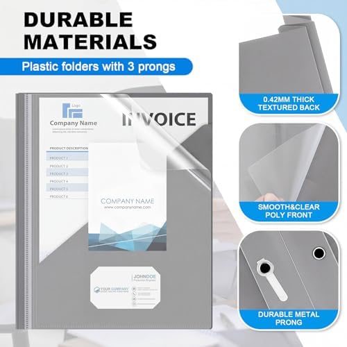 Teling 48 Pcs Report Covers with 3 Prongs for 8.5'' x 11'' Paper(Grey) - Image 3