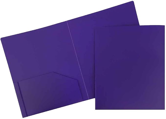 JAM PAPER Heavy Duty Plastic 2 Pocket Extra Tough School Folders - Purple - Bulk 48/Pack by JAMPaper