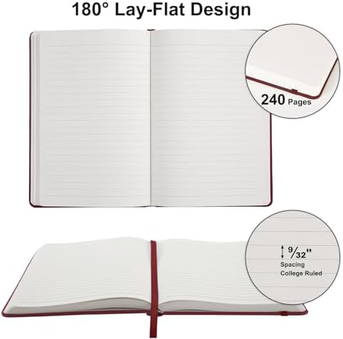 Comix Lined Journal Notebook for Work, 240 Pages, 5.5" x 8.3", Burgundy - Image 4