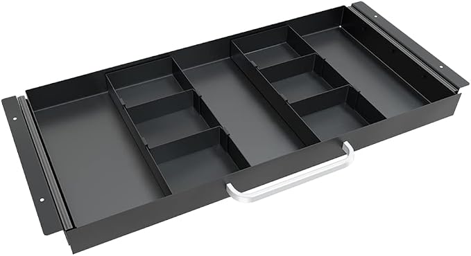 GOME Large Size Under Desk Slide out Pencil Drawer with Adjustable Space Divider Design for Storing Pencil and Office Accessories, Underdesk Pull out Tray Organizer Mounted for Sit Stand Workstation by GOME