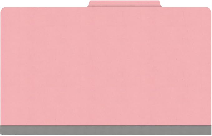 18 pt Heavy Duty Top Tab Color Folders, 2/5 Cut ROC Top Tab, Legal Size, 2 Dividers, Pink (Box of 10) - Image 3