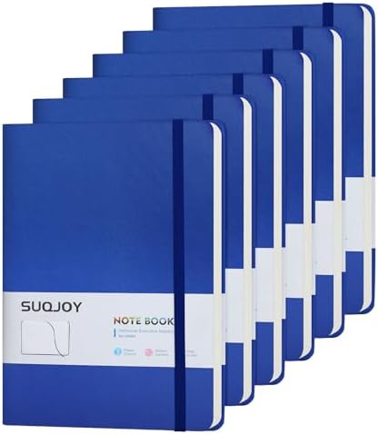 SUQJOY Lined Journal Notebooks, 6 Pack 160 Pages, 5.5x 8.2-Inch Journals for Women Men, Hardcover Notebook with 100 gsm Thick Paper, A5 Size College Ruled Notebook for Writing/Travel/Work (Blue-6 Pack) by SUQJOYOFFICE