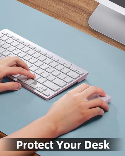 Non-Slip Desk mat,PULeather Desk Pad Protector, Office Desk Mat, Large Mouse Pad,Desk Blotter, Laptop Desk Pad, Waterproof Desk Writing Pad for Office and Home (Light Blue, 35.4" x 17") - Image 4