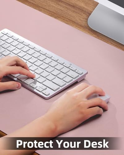 Leather Desk Pad Protector, Large Desk Mat, Mouse Pad, Non-Slip PU Leather Desk Blotter,Desk Cover mat,Desk mat for Keyboard and Mouse,Mat for Office&Home (Rose Pink, 48" x 17") - Image 3