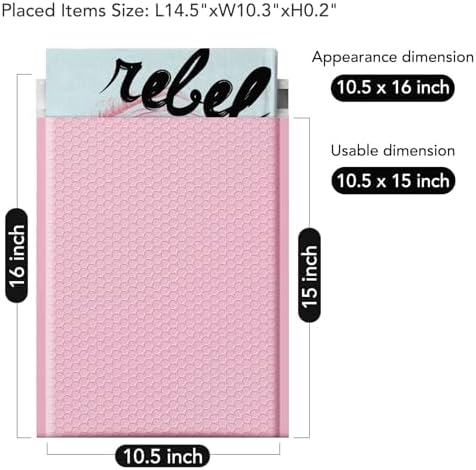 Fuxury Bubble Mailers Bulk 10.5x16 250Pack Light Pink Poly Padded Envelopes - Image 4