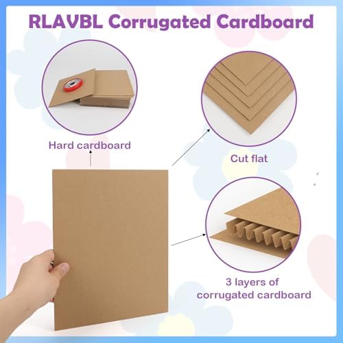 RLAVBL 50 Pack 8x10 Corrugated Cardboard Sheets, Flat Cardboard Inserts for Shipping, Mailing, Packing, DIY Crafts - Image 3
