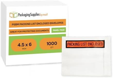 PSBM 1000 PCS, 4.5 x 6 Inch, Panel Face Back Side Load Packing List Envelopes, Orange/Black Printed for Invoices & Slips - Image 2